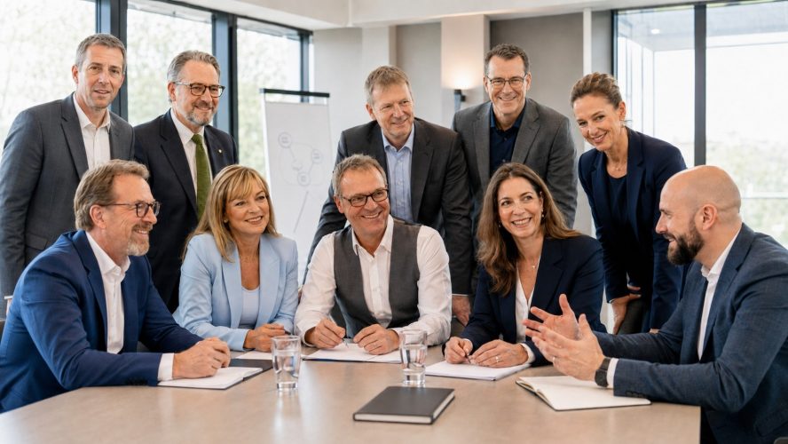 Mehrere Personen und Führungskräfte mit aktiver Beteiligung in einem Seminar. Symbolbild für Führungskräfte-Entwicklung und Seminare für Führungskräfte der BOLLMANN EXECUTIVES GmbH.